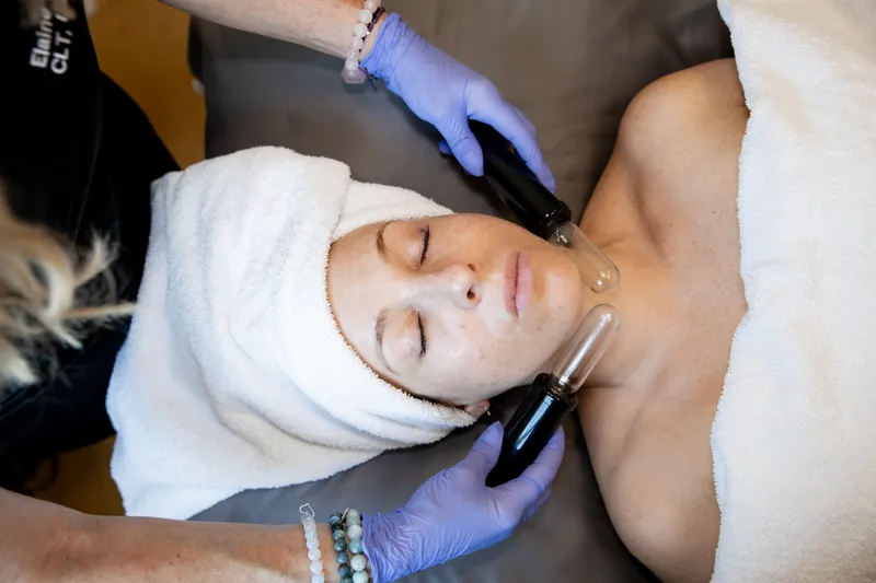 Lymphatic drainage treatment in a calming spa setting